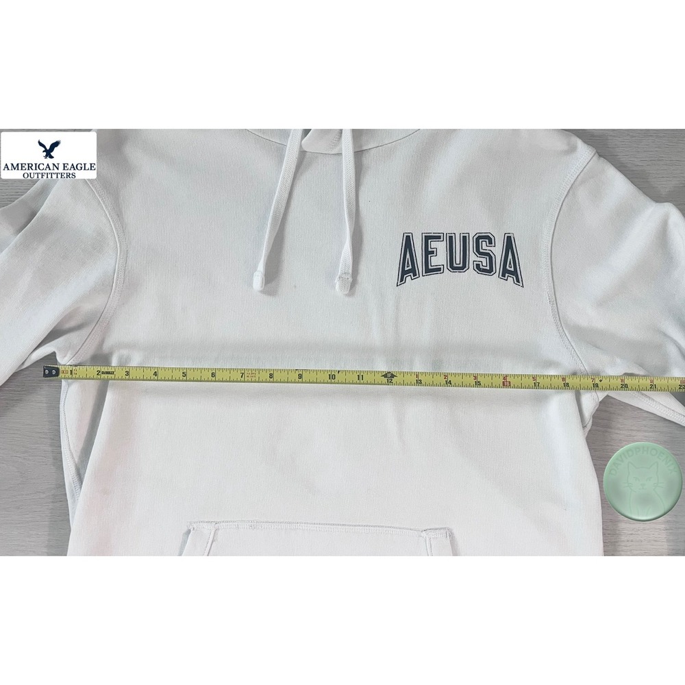 American Eagle Outfitters Sweatshirt Hoodie Adult SMALL White Block Print Logo - Picture 6 of 9